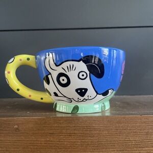 Happy Dog & Cat Chaleur By Karen Gelff Coffee Mug Teacup 2 Dogs Grannycore 🐶
